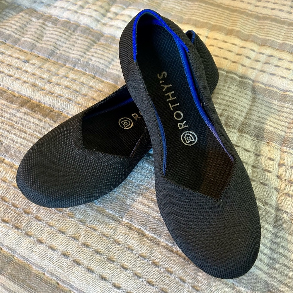 Rothy’s black ballet flats, size 8
